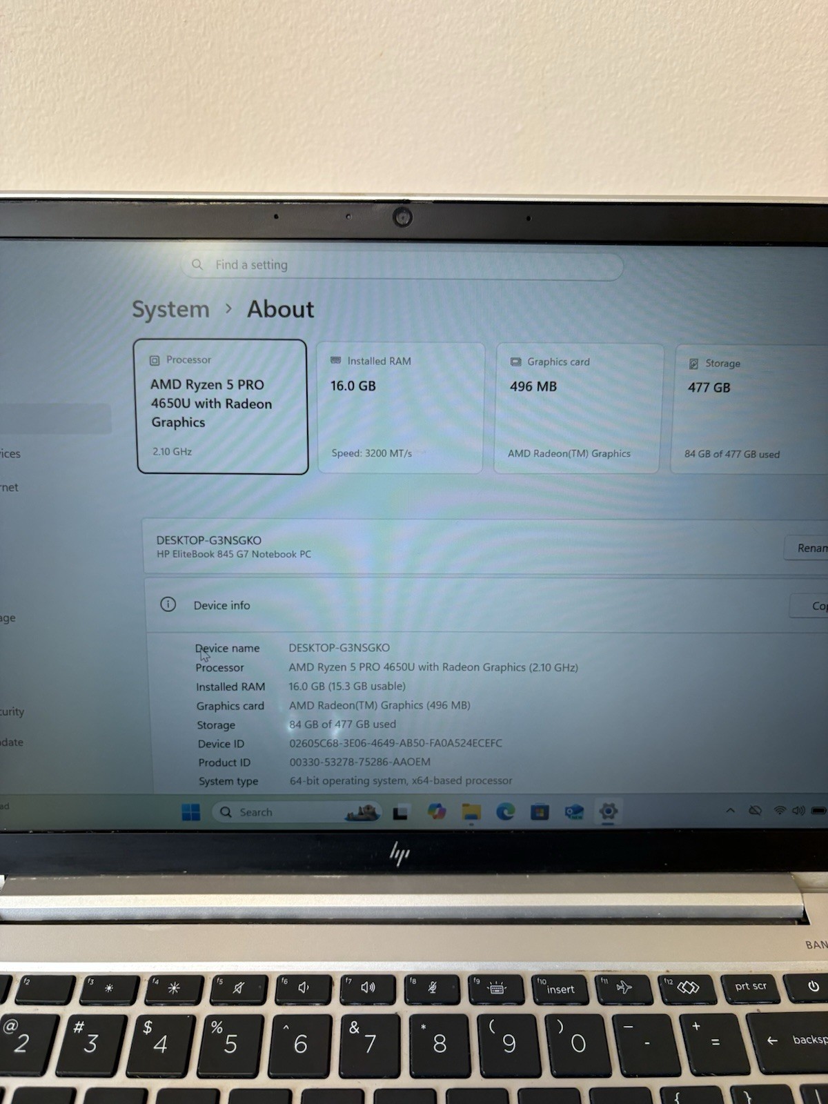 HP ELITEBOOK 845 G7 | AMD RYZEN 5 PRO 4650U 16GB Ram 512GB SSD FHD Win11—-2