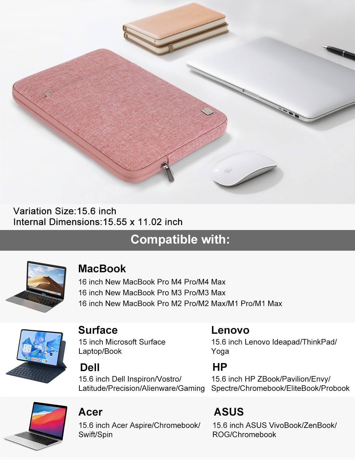16 Inch MacBook Pro Case Sleeve Bag for M4/M3/M2/M1 Pro/Max, Compatible with 15.