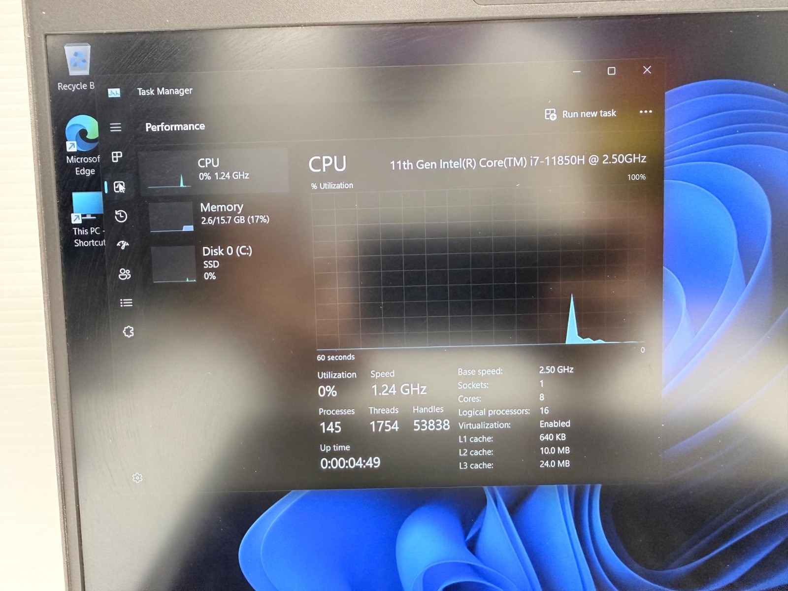 Dell Precision 3561 Laptop + Dock | i7-11800H 16GB 256GB SSD T1200 15.6″ – SP71