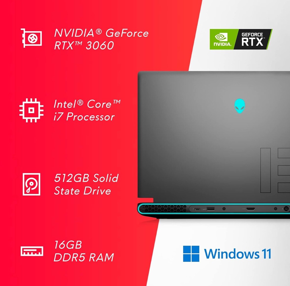 New! Alienware M15 R7 15.6″ QHD 240Hz i7-12700H 16GB RTX 3060 512G Gaming Laptop
