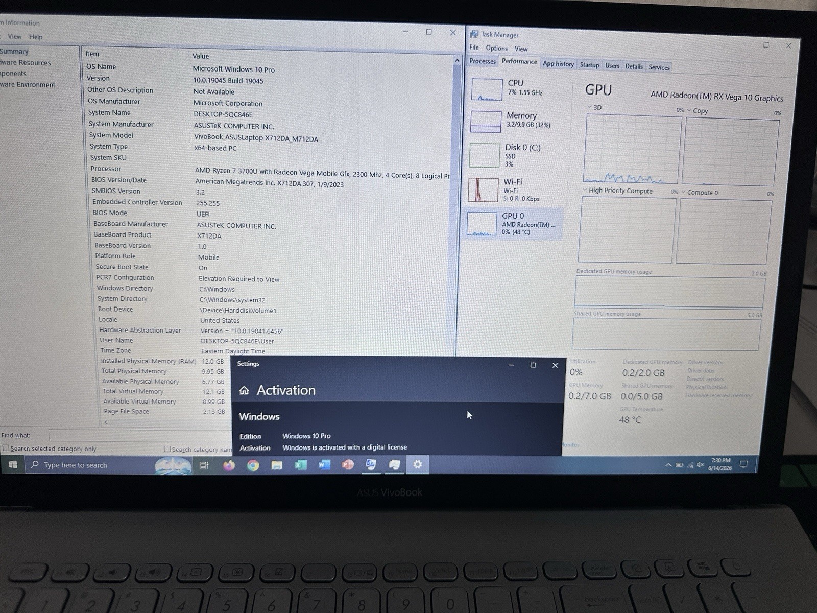 ASUS VivoBook 17.3″ Ryzen 7 3700U 12GB RAM 512GB SSD Win 10 Pro Gray
