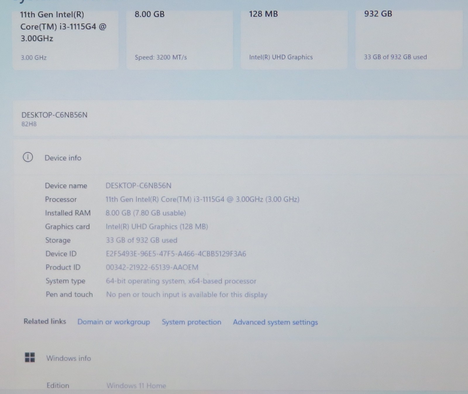 Lenovo IdeaPad 3 15.6in FHD 15ITL6 i3 1115G4 3.0GHz 8GB RAM 1TB Win11