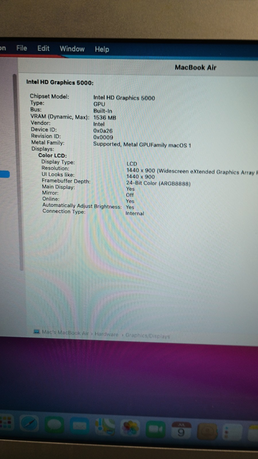 7093 MacBook Air A1466(No charger, No battery).i5.4GB.120GB SSD.13.3″.Big Sur.
