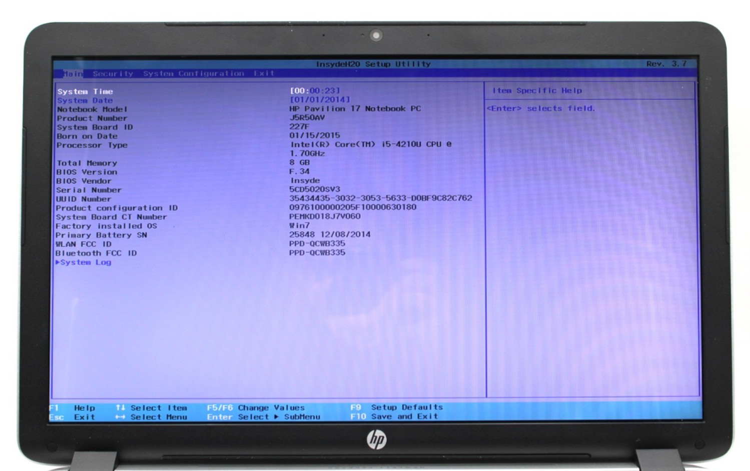 HP Pavilion 17 i5-8265U@1.7GHz 8GB DDR3 NO STORAGE OR OS *USED/TESTED*