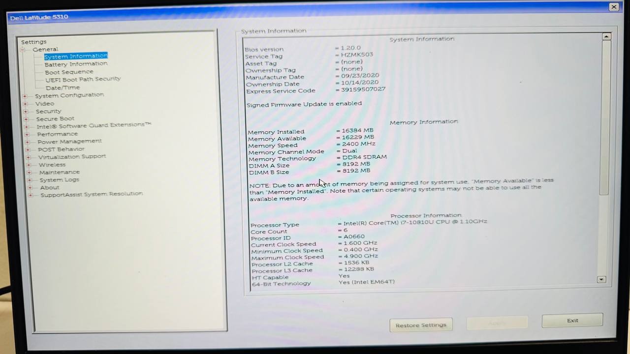 Dell Latitude 5310 13.3″ FHD i7-10810U 1.10GHz 16GB RAM 256GB SSD Windows 11 Pro