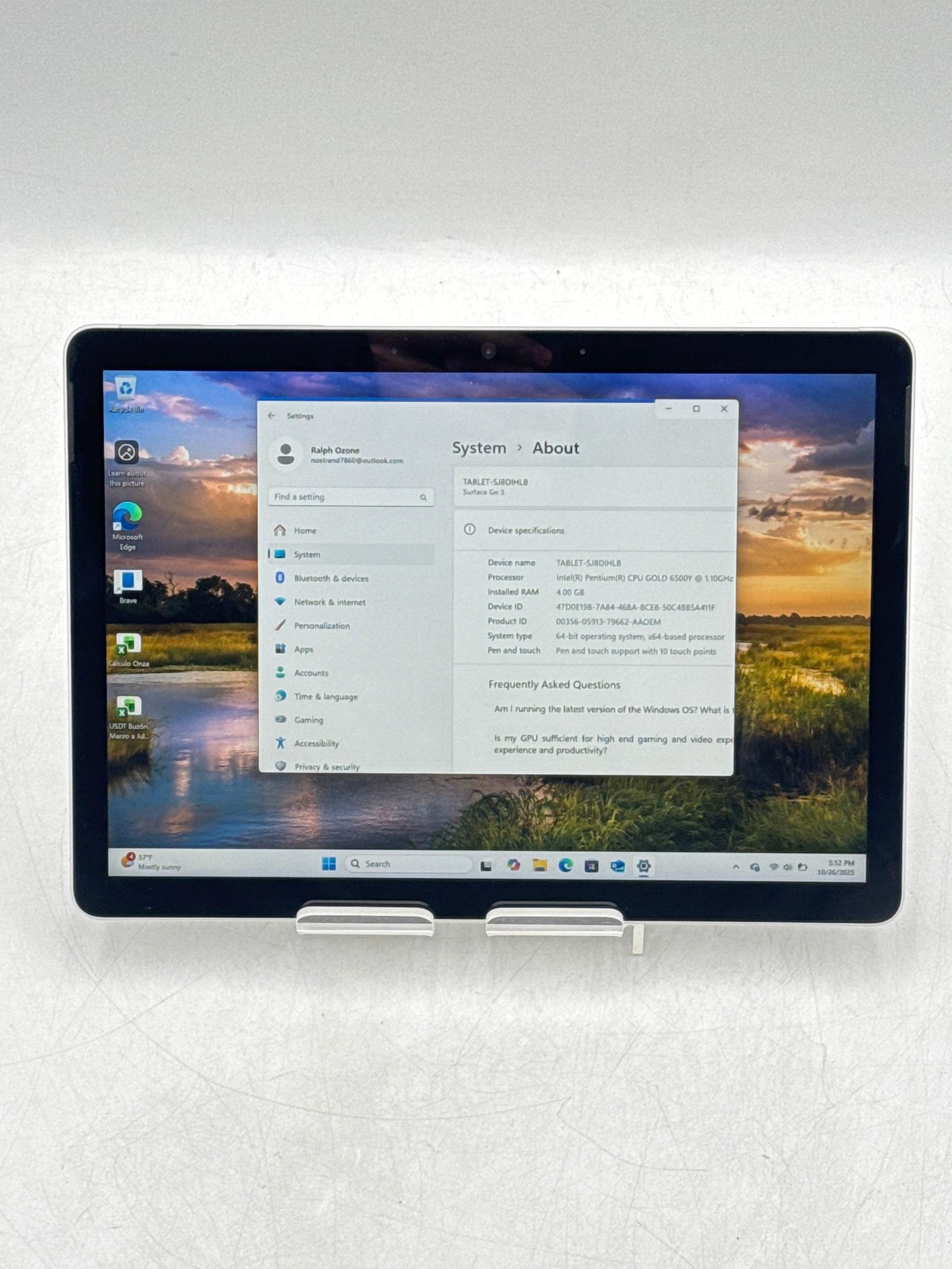 Microsoft Surface Go 3 Pentium Gold 6500Y 4GB RAM 64GB – READ!!