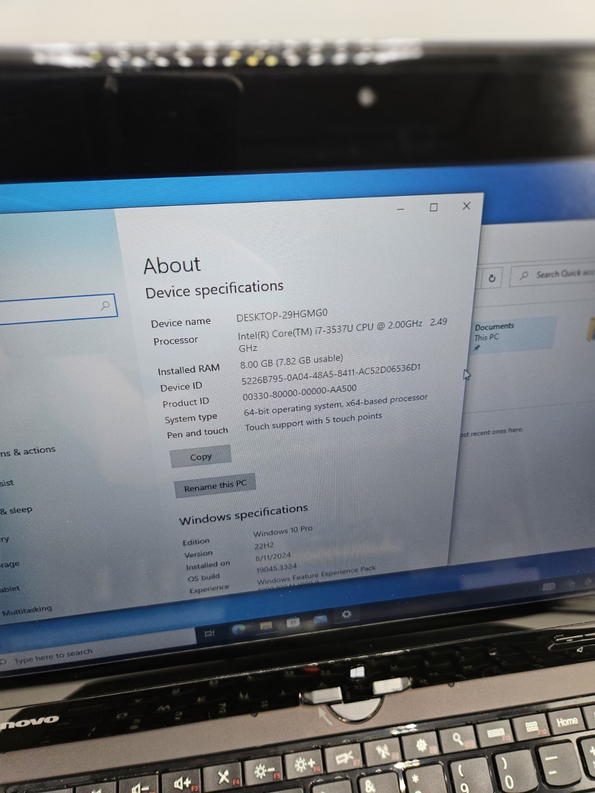 Lenovo ThinkPad S230u 12.5″ Touch i7-3537U 8GB 500GB HDD. Windows 10 PRO