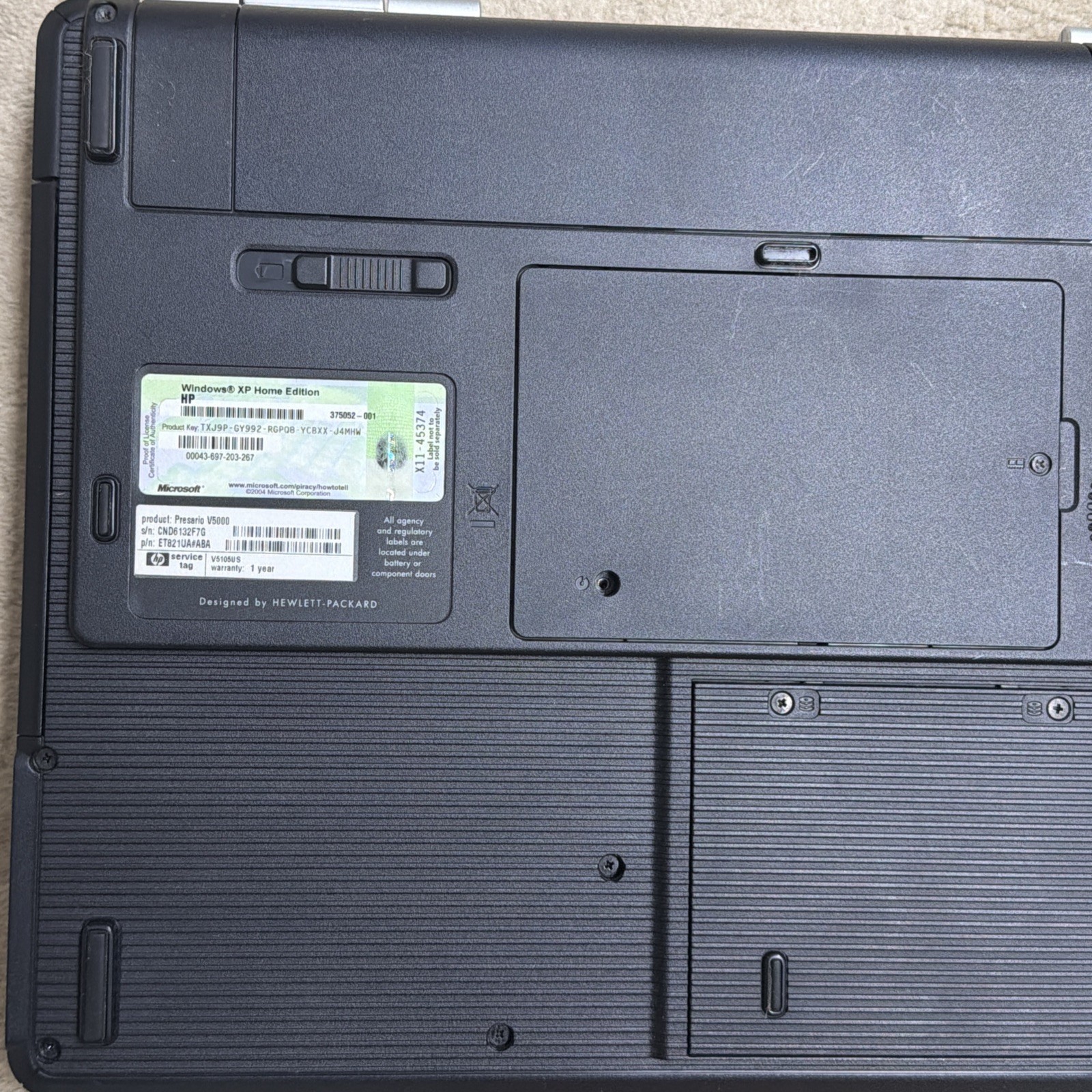 Compaq Presario V5101US AMD Sempron 15″ Laptop No Cord AS IS (Powers On)