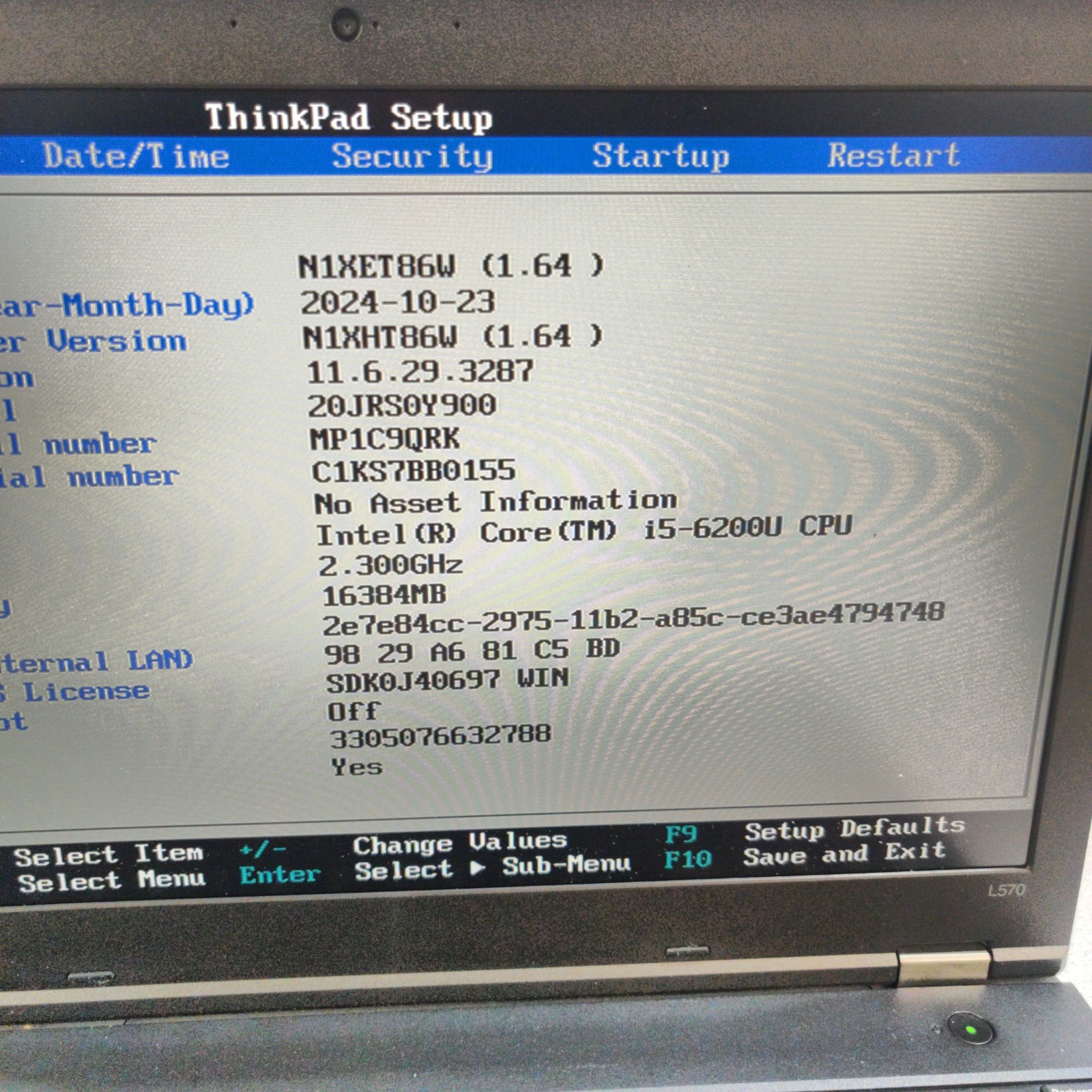 Lenovo Thinkpad L570 Intel Core i5-6200U, RAM 16GB, NO SSD/OS/AC ADAPTER Used