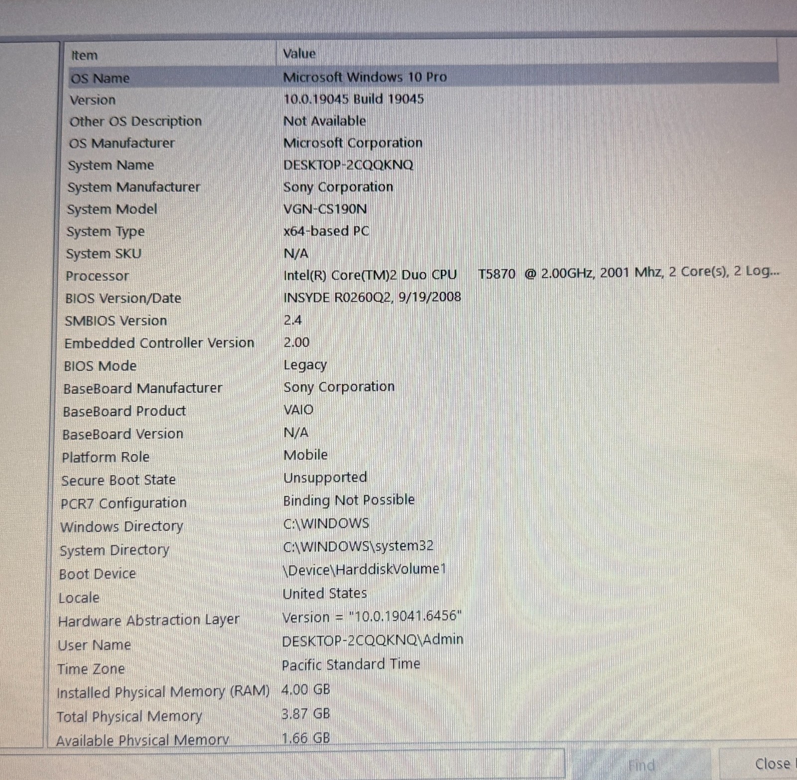 Sony VAIO VGN-CS190N 14″ Laptop, Windows 10 Pro, Core 2 Duo, DVD, SSD, 4GB Mem