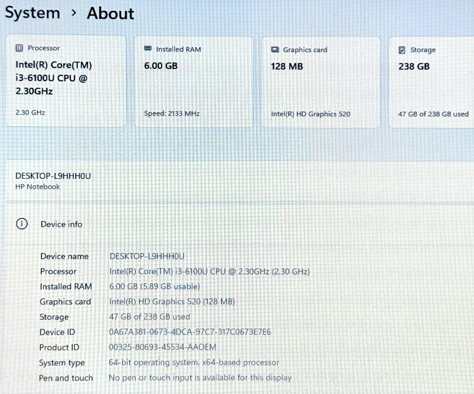 HP Notebook 17-x051nr 17.3″ 2.3GHz Core i3-6100U 6GB RAM 256GB SSD Windows 11