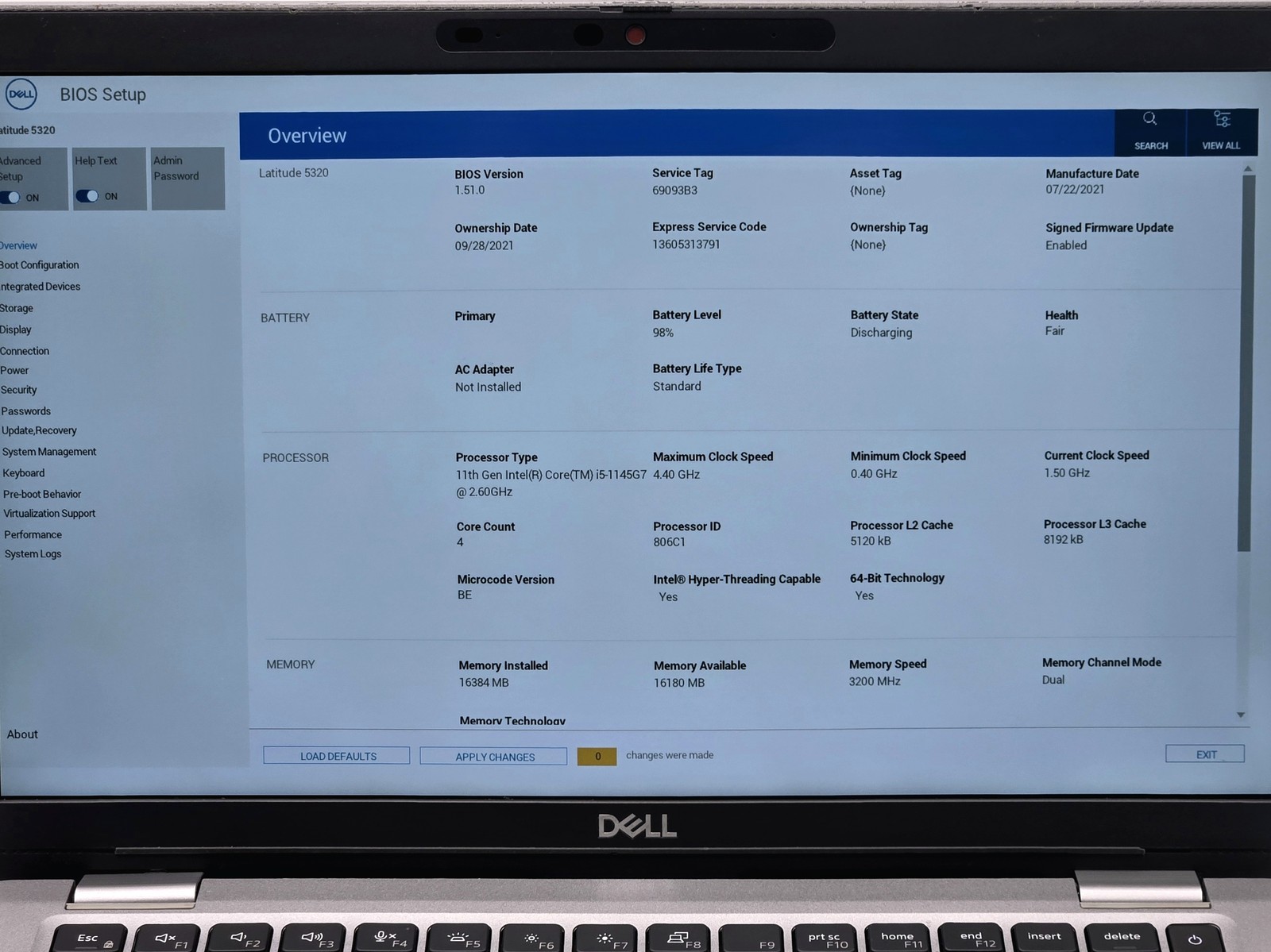 Dell Latitude 5320 13″ FHD Touch I5-1145G7 256GB SSD 16GB W11P Webcam Backlit