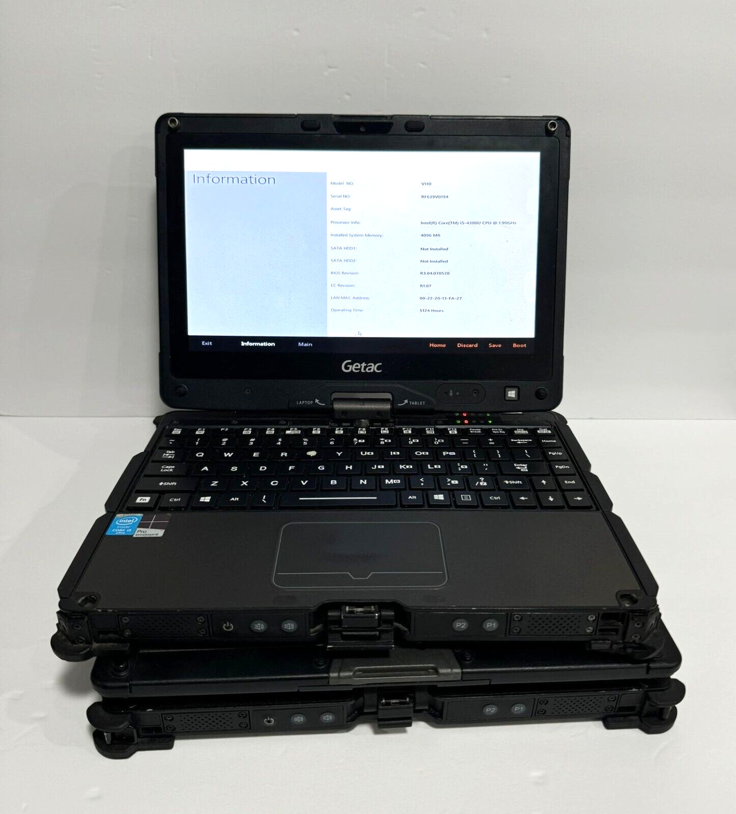 Lot of 2 GETAC V110 i5-4300U 1.90GHz 4Gb Ram NO CADDY/SSD/Charger