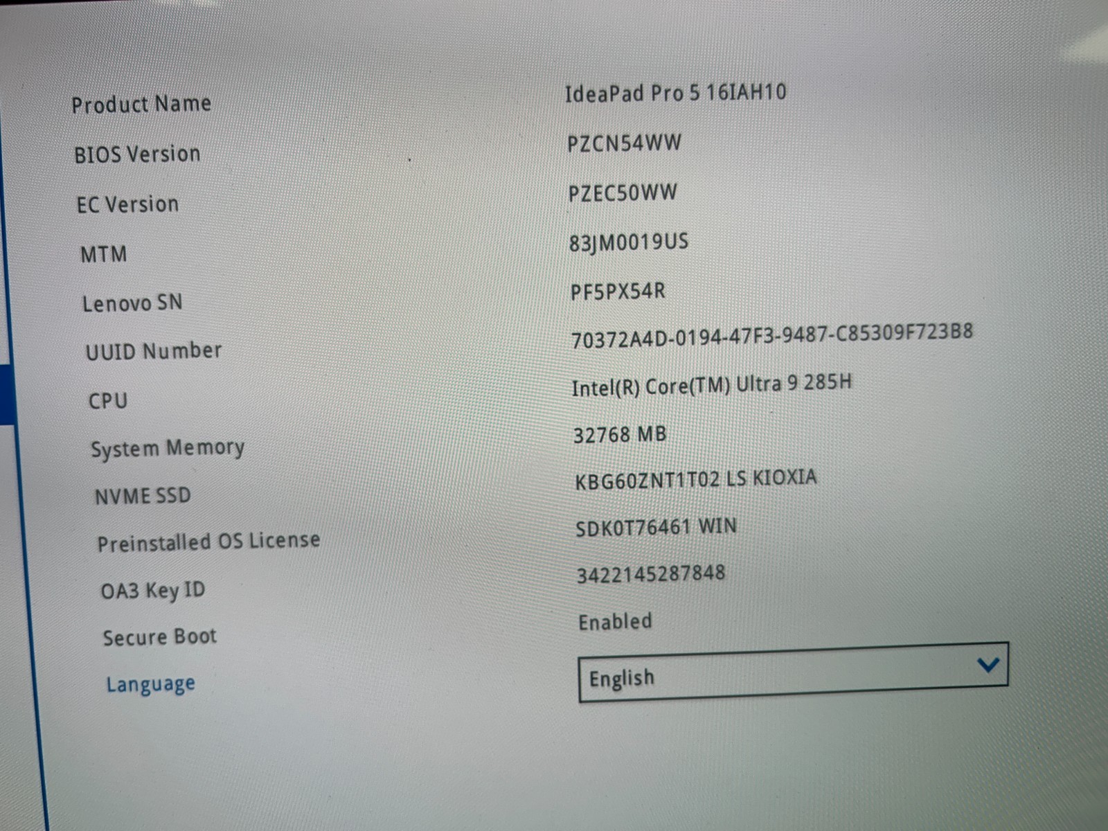 LENOVO IdeaPad Pro 5 16IAH10, Intel Core Ultra 9 285H, 32 GB RAM, 1 TB NVMe SSD