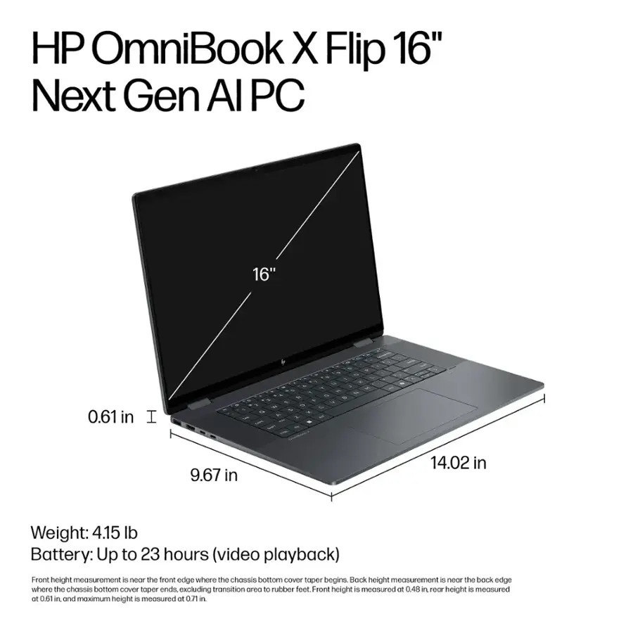 HP OmniBook X 2-in-1 16″ 2K Touchscreen Laptop Intel Core Ultra 7 256V 2TB SSD