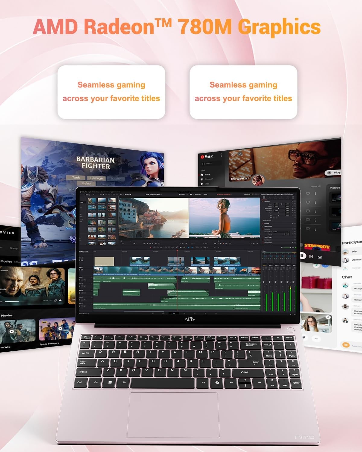 NIMO 15.6″ FHD IPS Laptop, AMD Ryzen 7 8745HS, 16GB RAM 512GB SSD Radeon 780M