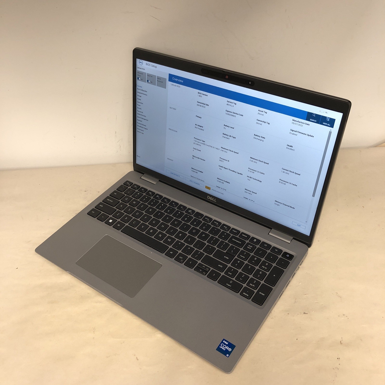 Dell Latitude 5520 i5-1145G7 16GB RAM NO SSD | Boot To Bios