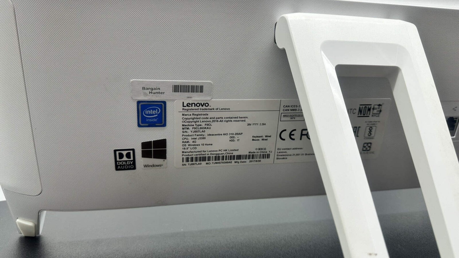 Lenovo C20-00 Intel N3050 2GHz 4GB RAM 465GB HDD 19.5″ LED Needs Windows