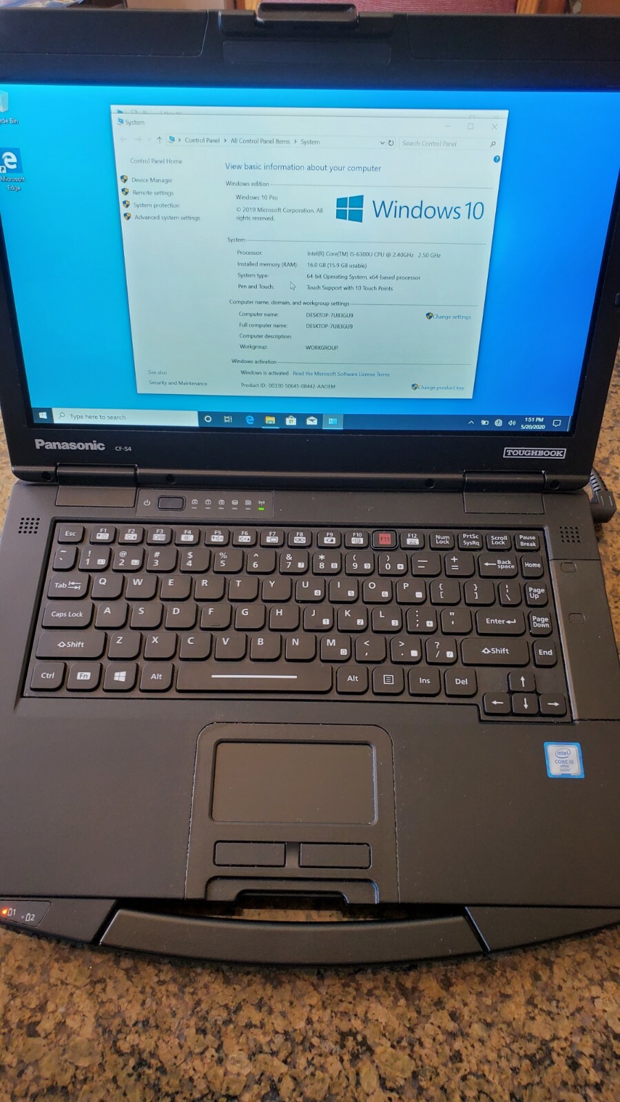 Panasonic Toughbook CF54 Touchscreen Core i5 6th Gen 16GB New 1TB SSD Win 10 Pro