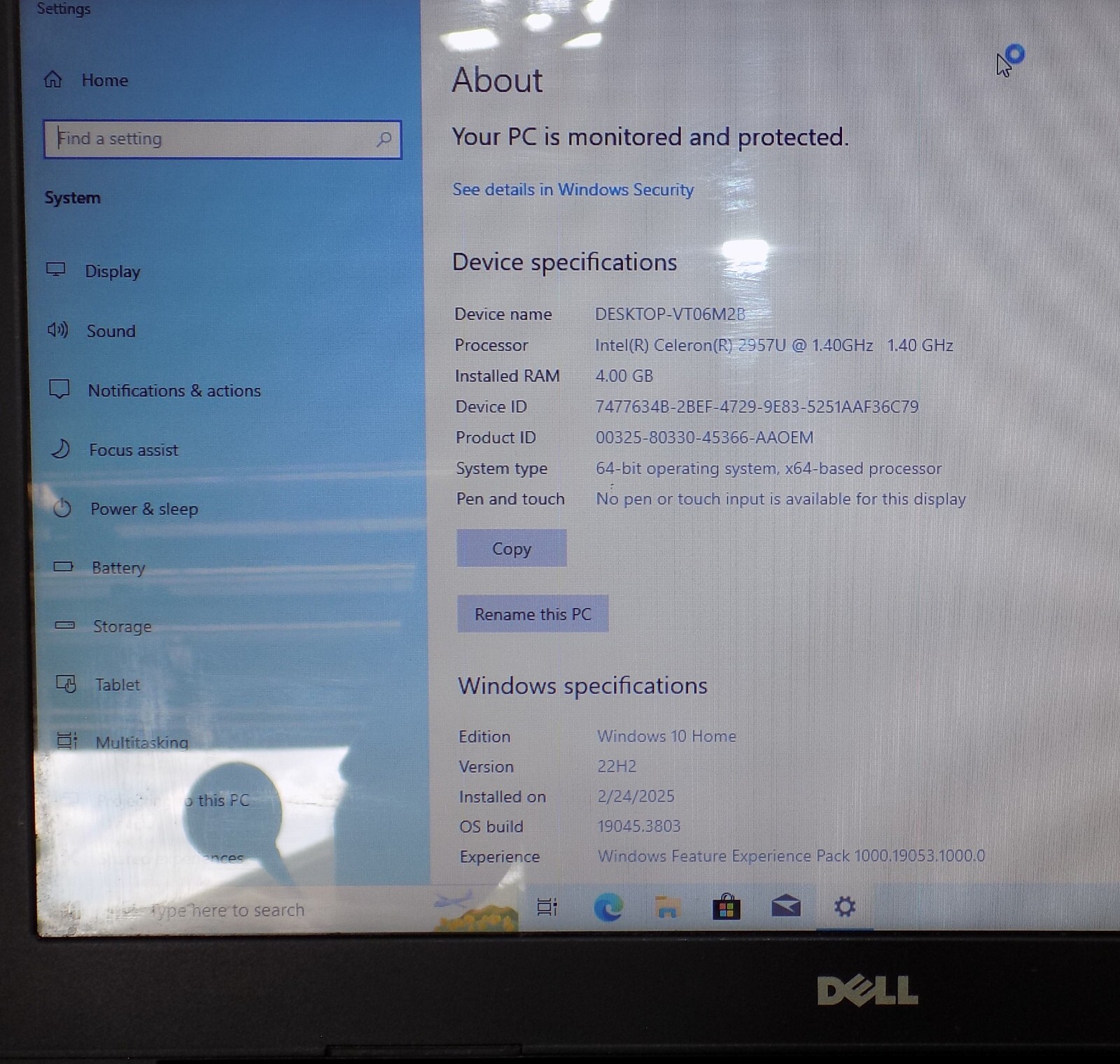 DELL INSPIRON 15 3542 Laptop 15.6, 1.4ghz, 4GB DDR RAM, 250GB HDD Win 10 Home