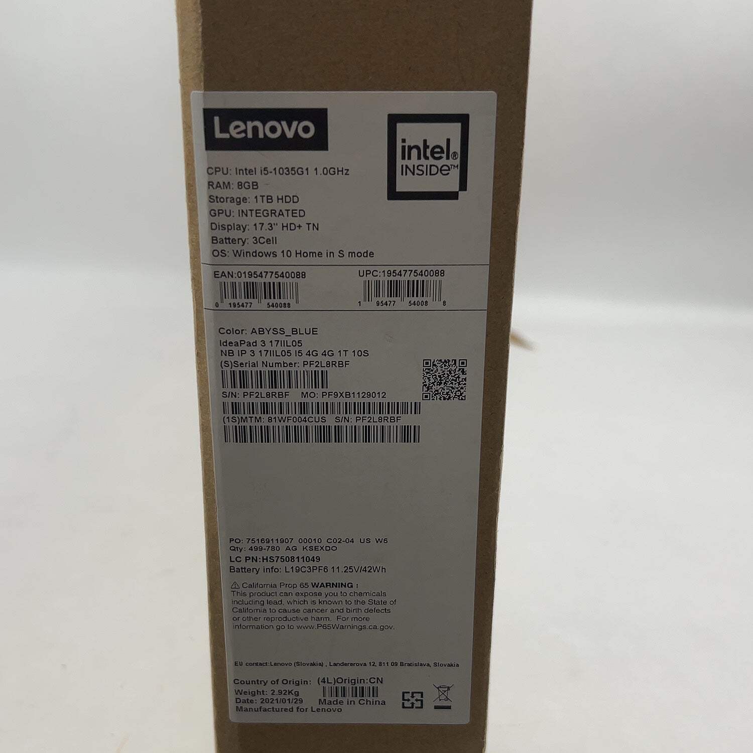 Lenovo IdeaPad 3 15.6″ i5-1035G1 2.4GHz 8GB RAM 1TB SSD