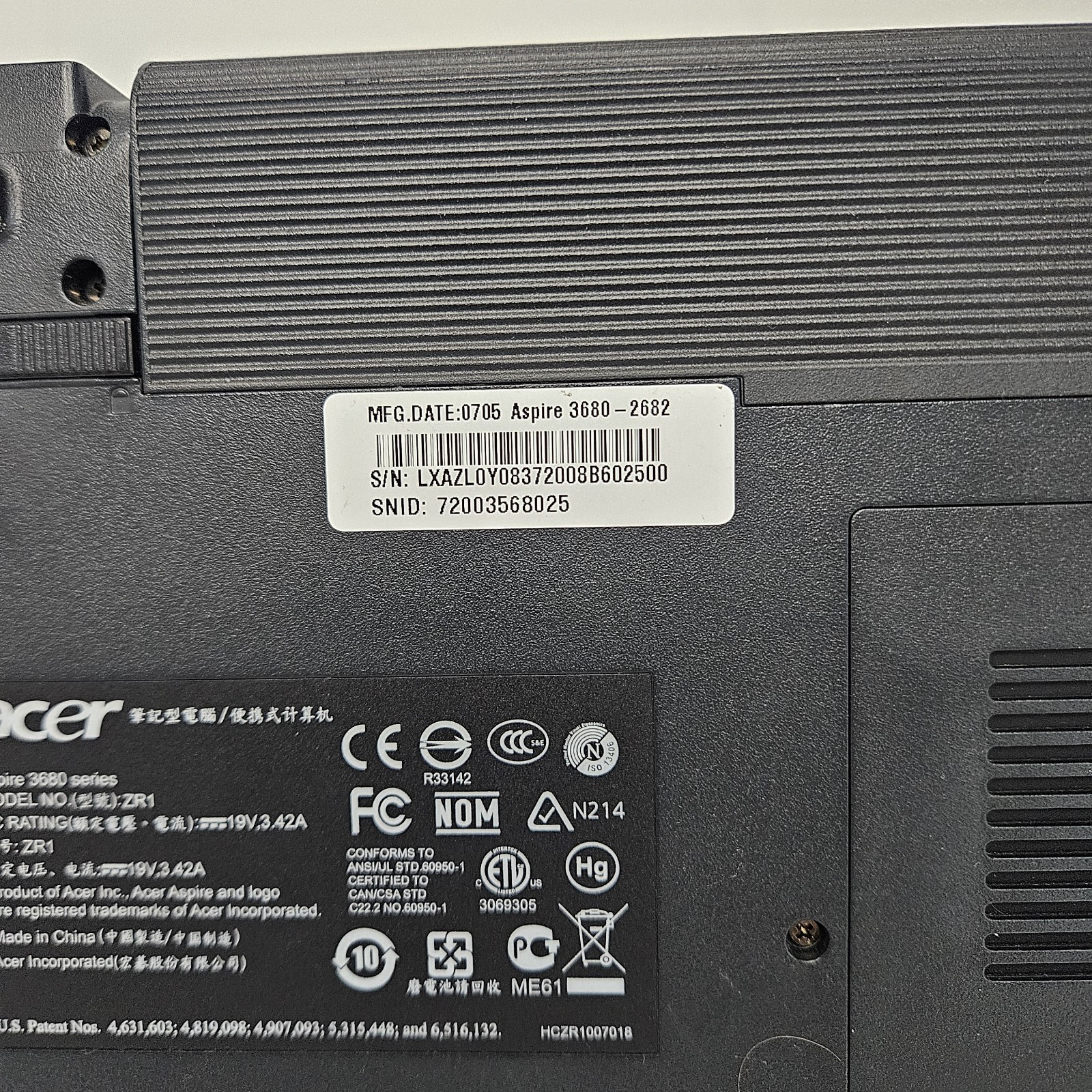 acer aspire 3680 laptop Parts-Only