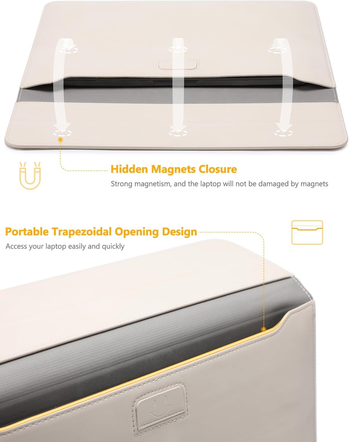 Beige Laptop Sleeve Case with Stand for 13″ MacBook Air 2018-2026, Pro & iPad