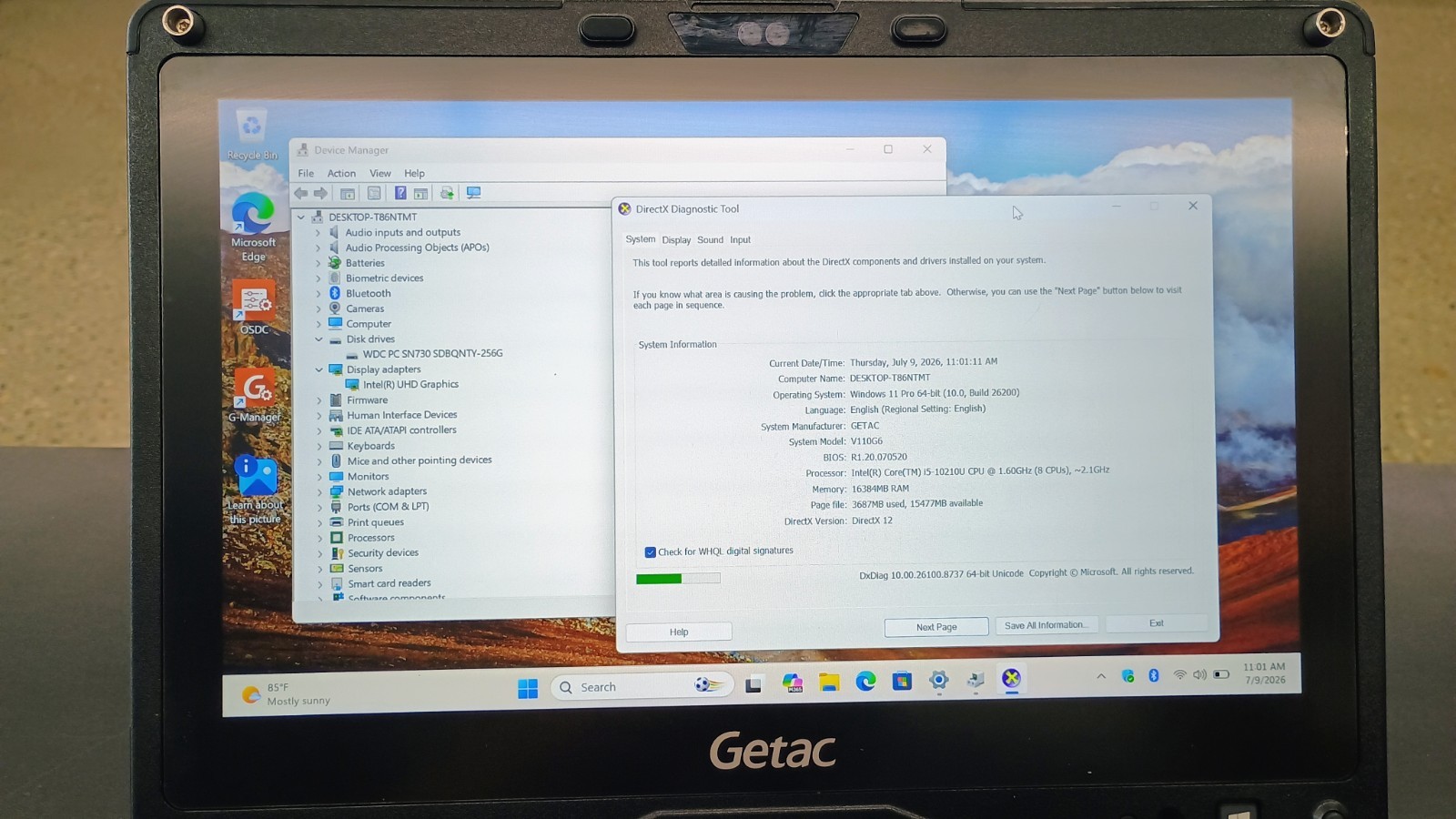 Getac V110G6 Quad Core i5-10210U 1.60GHz – 256GB SSD – 16GB – Win 11 Pro
