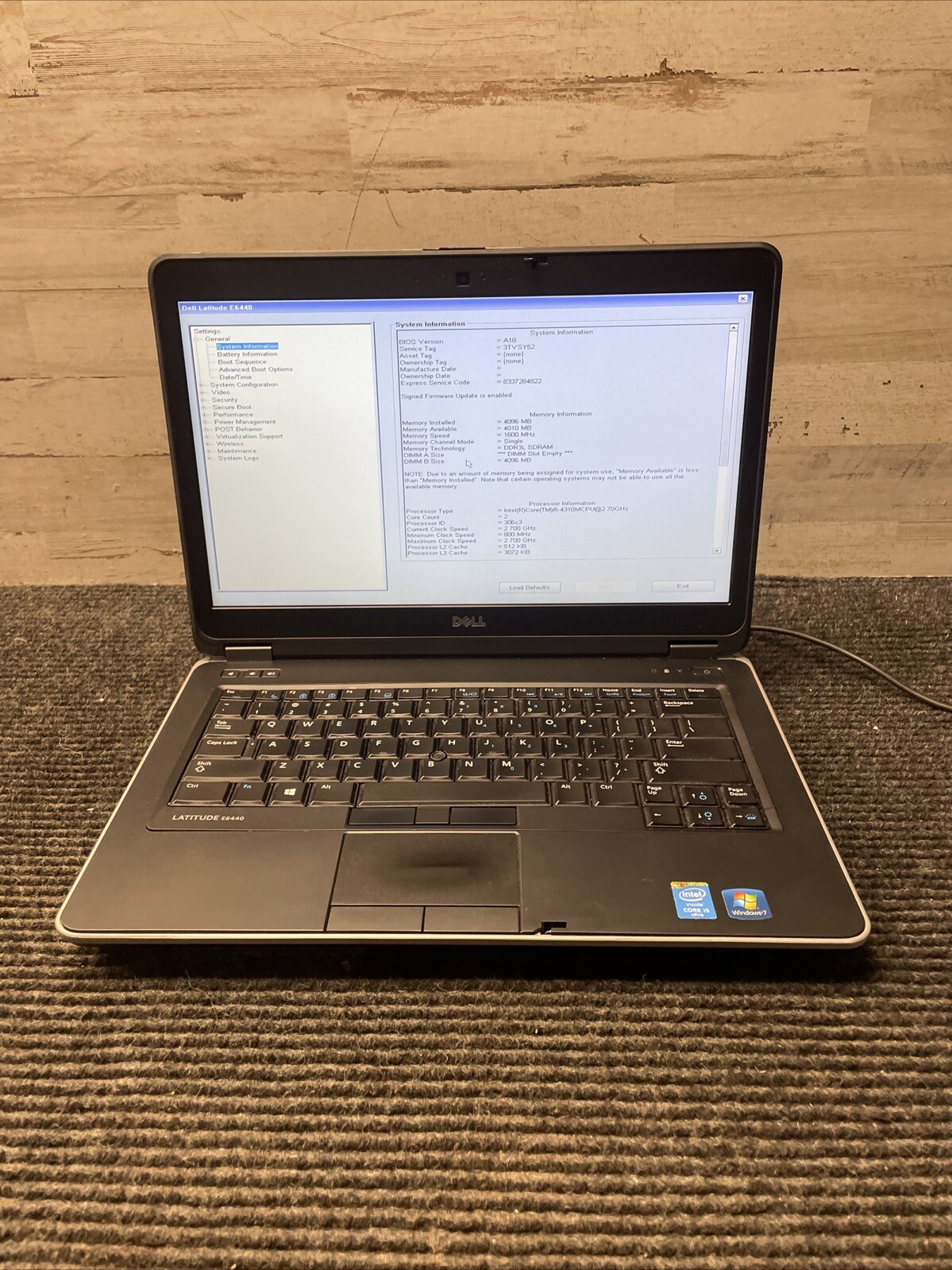 *PARTS Dell Latitude E6440 Intel Core i5 4310M 2.70GHz 4GB RAM No HDD/OS/BATTERY