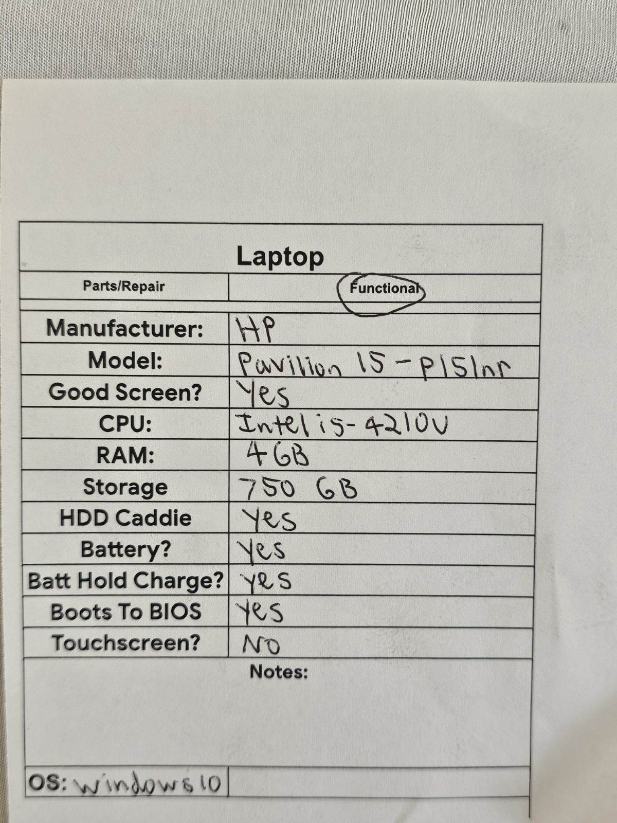 HP Pavilion 15-p151nr Laptop – Intel i5-4210u – 4GB RAM – 750GB – Windows 10