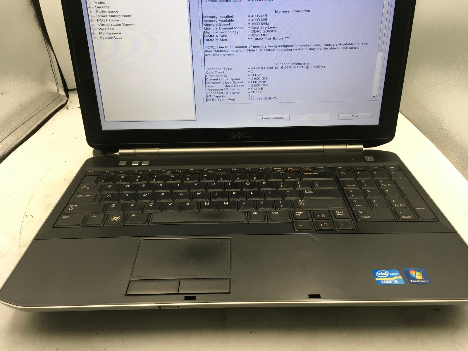 DELL LATITUDE E5520 – BOOTS TO BIOS – INTEL I5 2540 – NO RAM – READ DESCRIP -BB