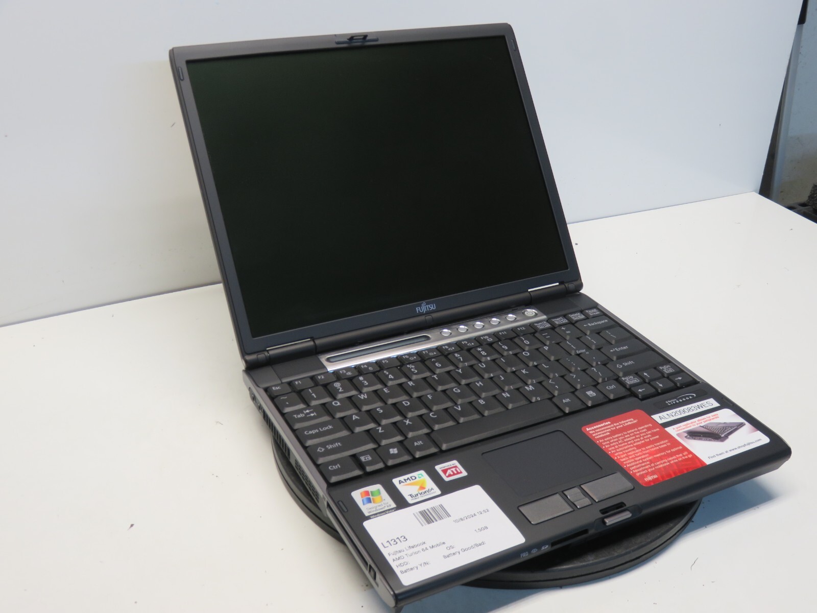 Fujitsu Lifebook AMD Turion 64 Mobile Technology MT-32 1.5GB NO HDD No Batt