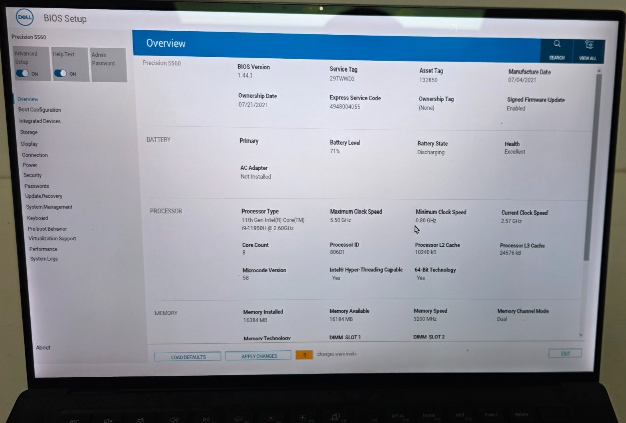 Dell Precision 5560 15.6 UHD+ TOUCH i9-11950H 2.60GHz 16GB 512GB SSD RTX A2000