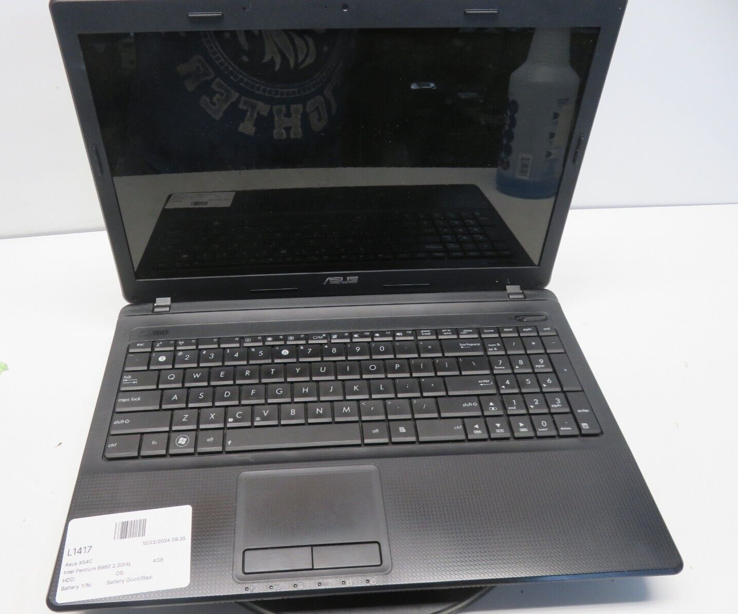 Asus X54C RB93 Laptop Intel Pentium B960 4GB Ram No HDD or Battery