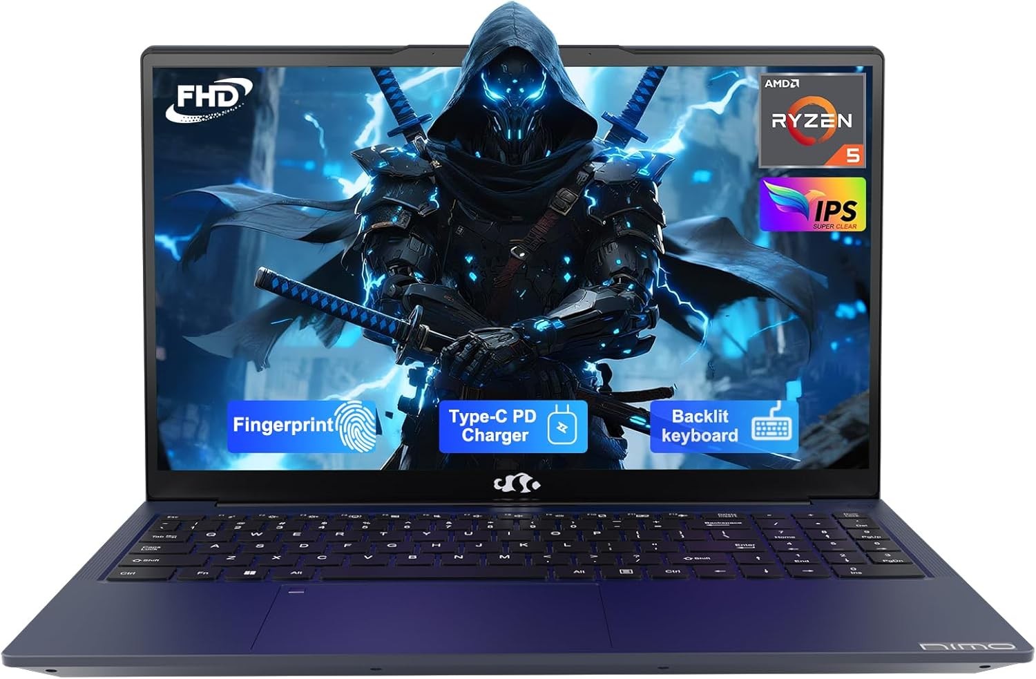 NIMO 15.6” IPS FHD-Laptop, AMD Ryzen 5, 16GB RAM 512GB SSD 4 Cores Up to 3.7GHz