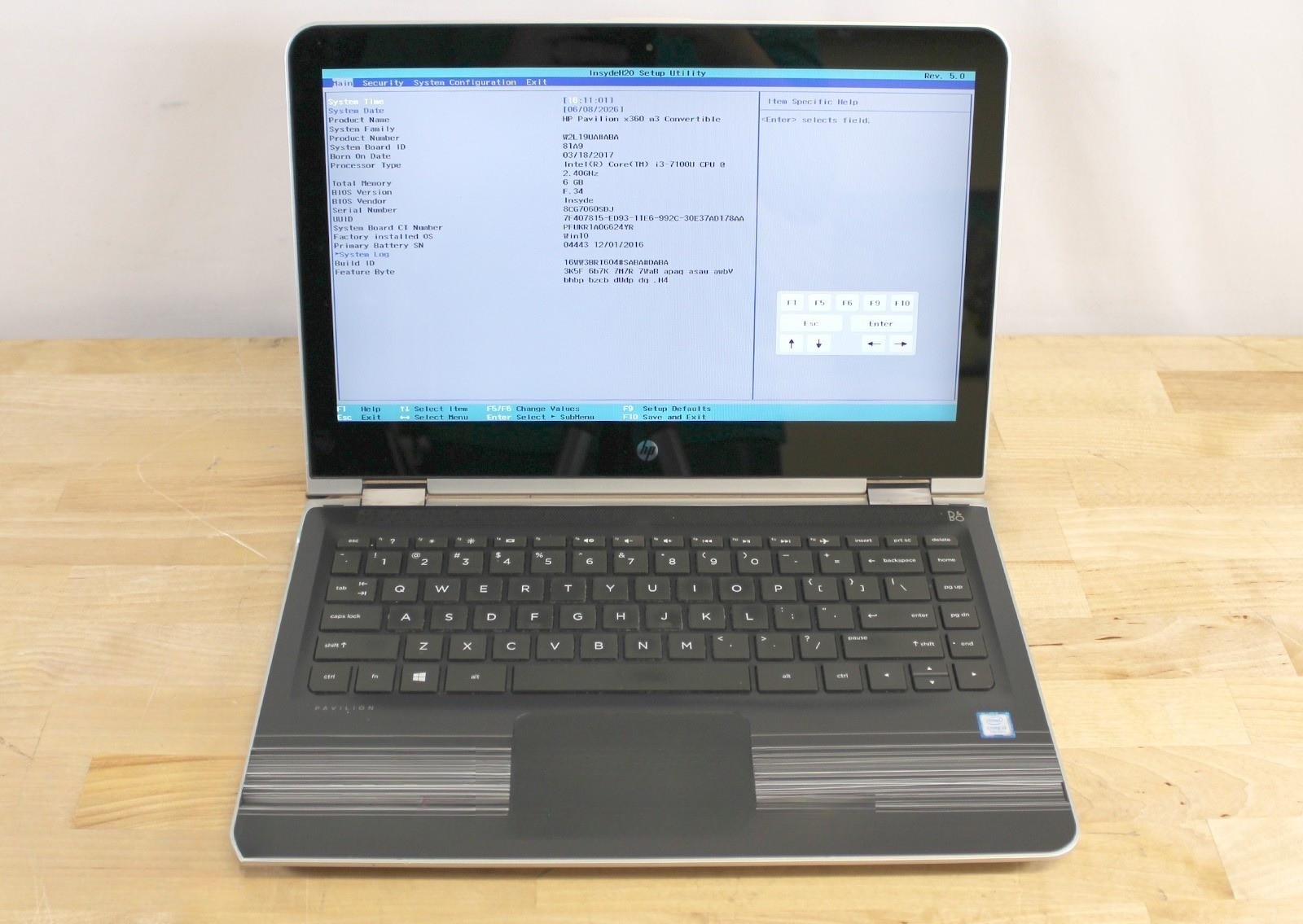HP Pavilion X360 Convertible M3 i3-7100U 2.40GHz 6GB RAM No Drive