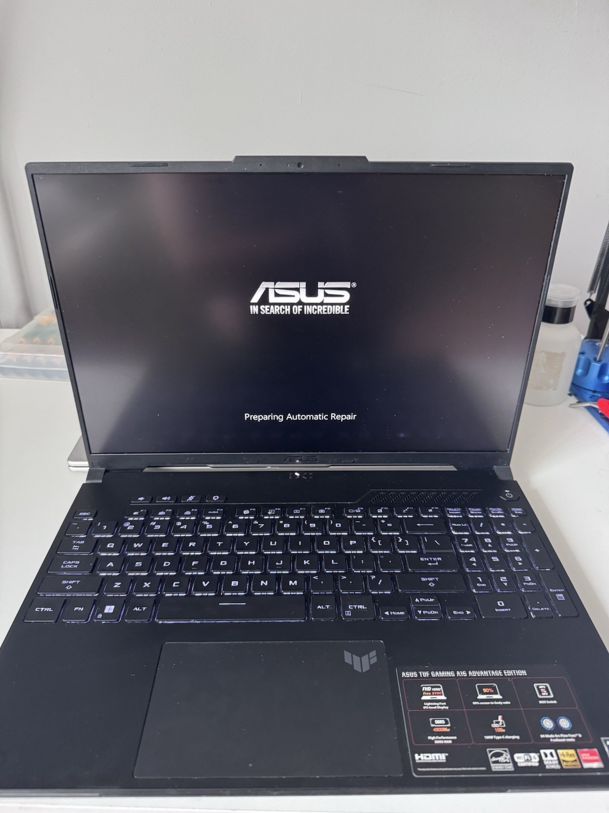 ASUS TUF A16 Gaming Laptop Ryzen 7 7735HS, AMD RX 7700S No Ram/ No Ssd For Parts
