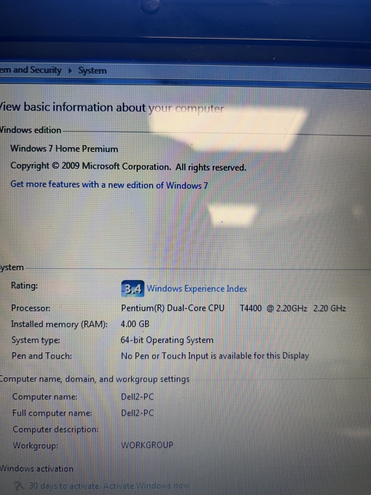 Dell Inspiron 1545 15.6 Dual Core T4400 2.2Ghz 4GB 500GB Windows 7 Good battery