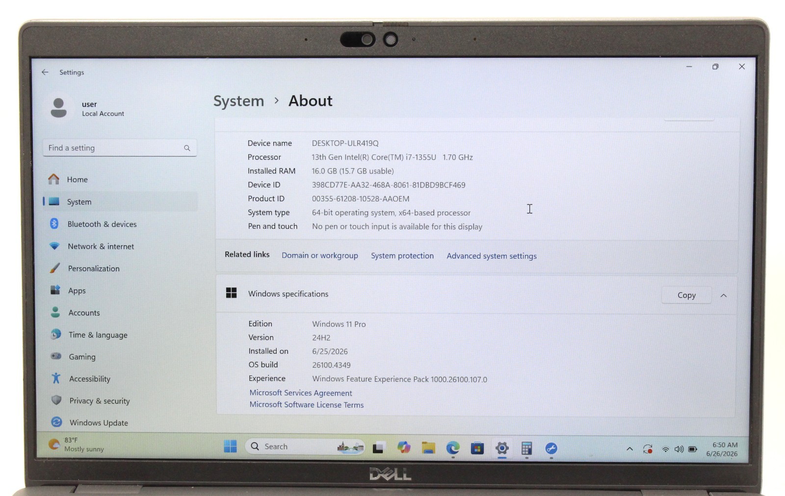 Dell Latitude 5440 14″ 512GB SSD 16GB RAM Win 11 Pro 1.7GHz i7-1355U; 6184138