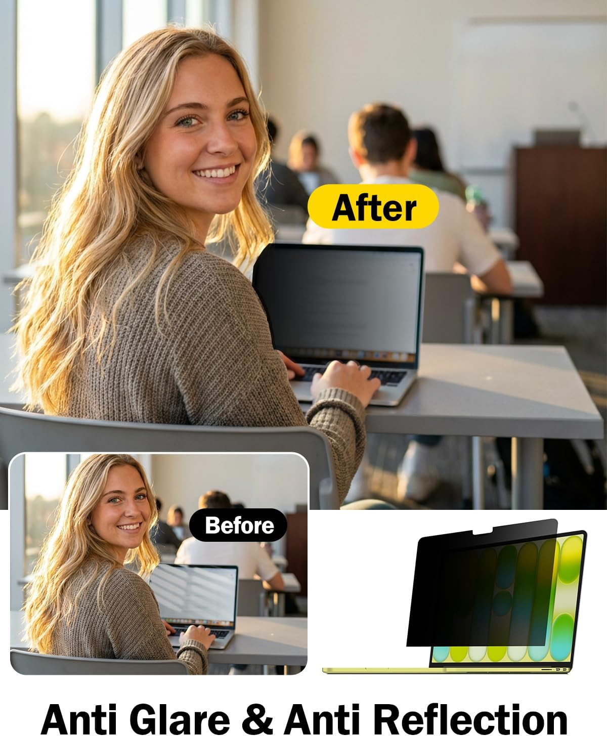 2-Pack 360° Privacy Screen Protector Compatible with 2026 Macbook Neo 13 Inch A1