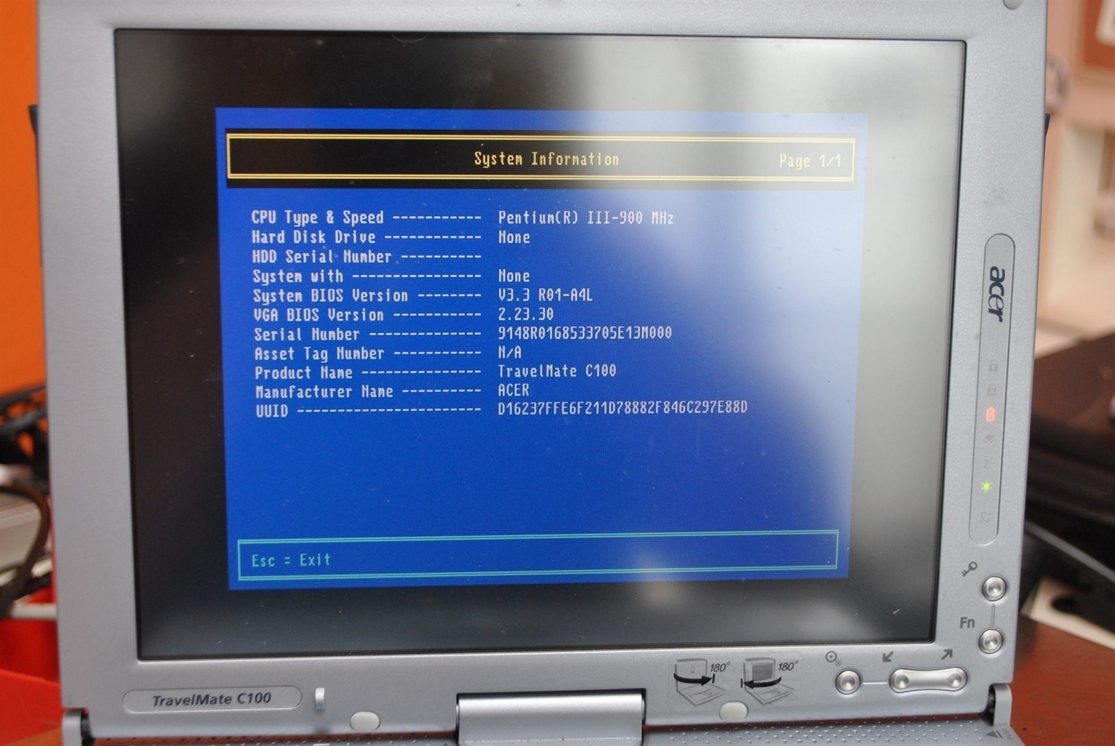 Damaged Acer TravelMate C100 Laptop Intel Pentium III 900MHz 128MB 0HD AS-IS