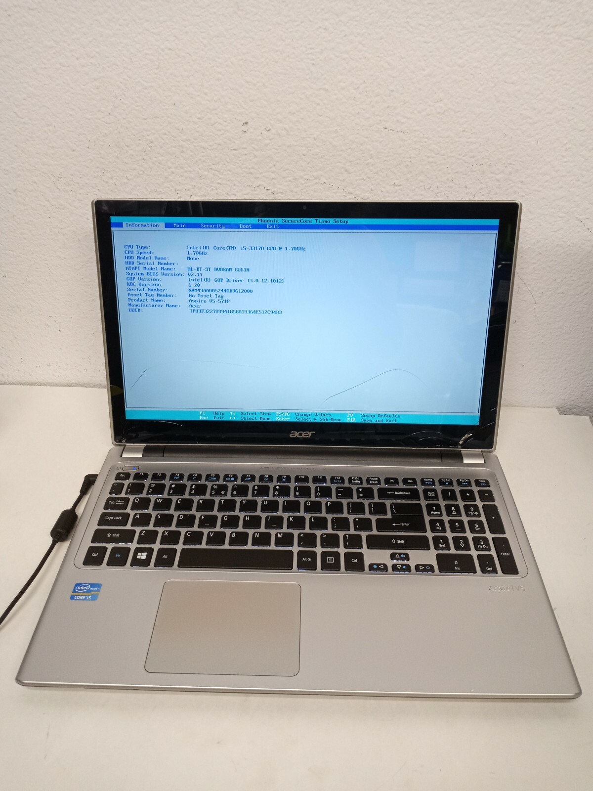 Acer Aspire V5-571P Intel Core i5-3317U 1.7GHz 2GB Ram DVD, NO HARD *FOR PART