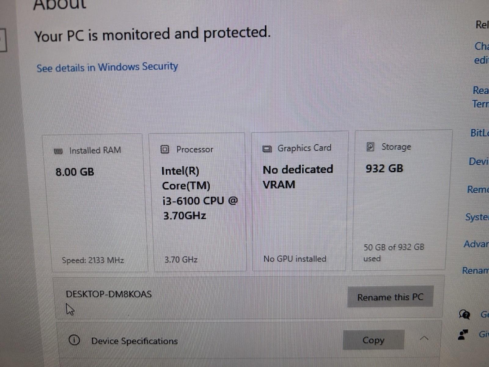 Lenovo IdeaCentre A10 700-27ISH All-In-One Intel i3-6100 8GB RAM 250GB SSD Win10