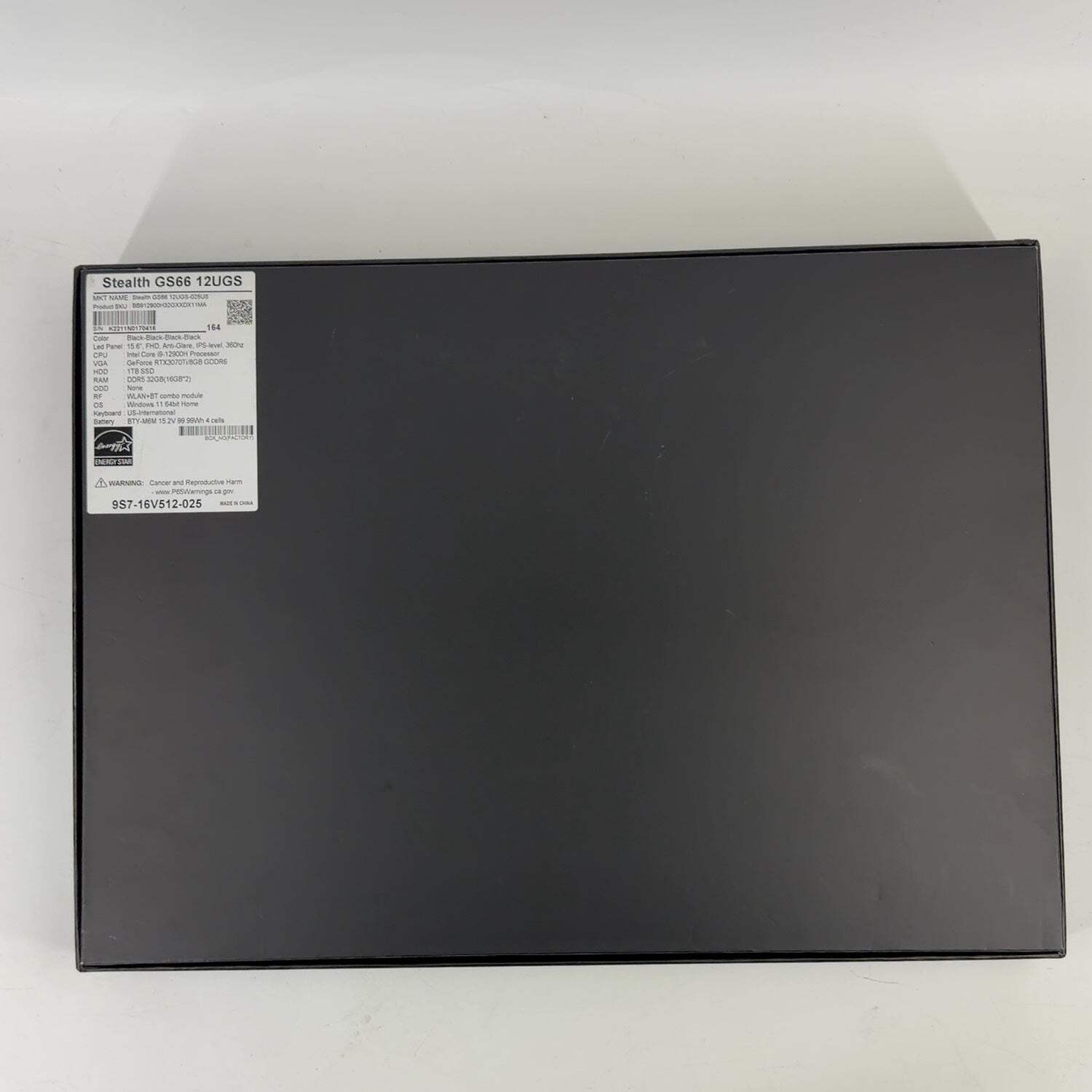 MSI Stealth GS66 12UGS-025US 15.6″ i9-12900H 2.9GHz 32GB RAM 1TB SSD RTX 3070 Ti