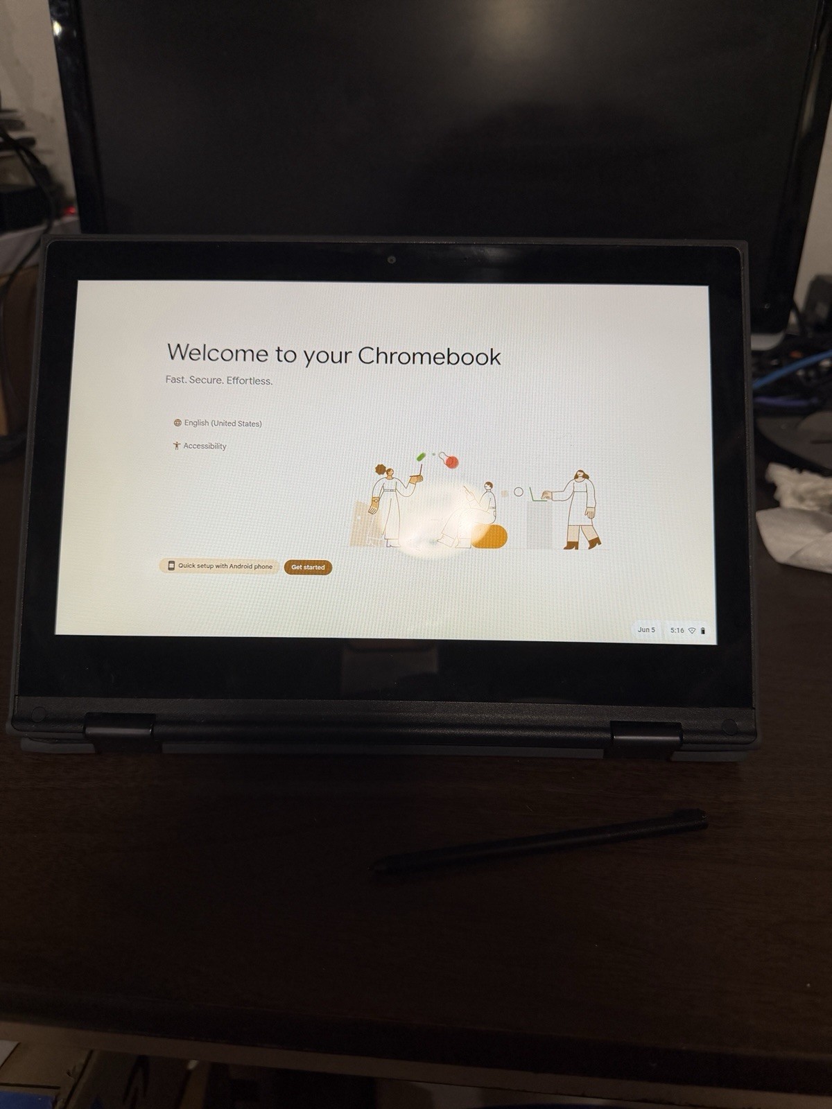 Laptop Lenovo Chromebook Convertible 2-in-1 Intel Touchscreen Black Chrome OS