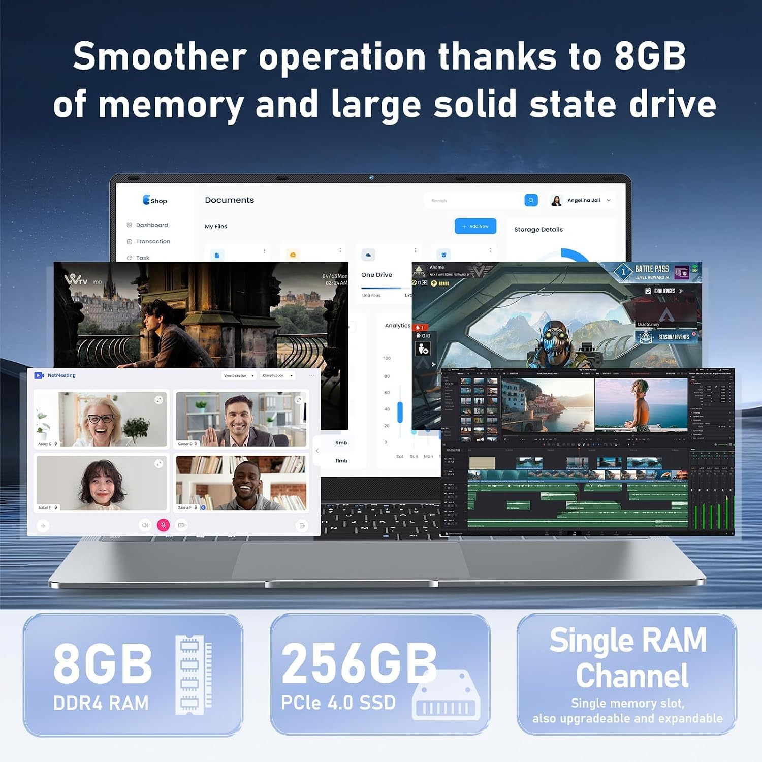 Laptop Computer, 15.6 Inch Lap Top PC 2025, Win 11 Pro, 8GB RAM 256GB SSD, N4000