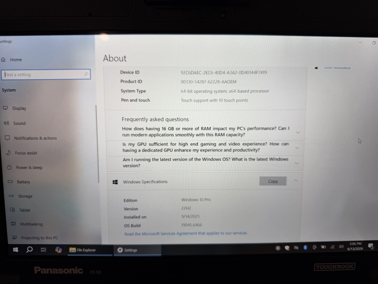 Panasonic Toughbook FZ-55 14″ Touch i5-8365U 16GB 512GB SSD Win11 Pro