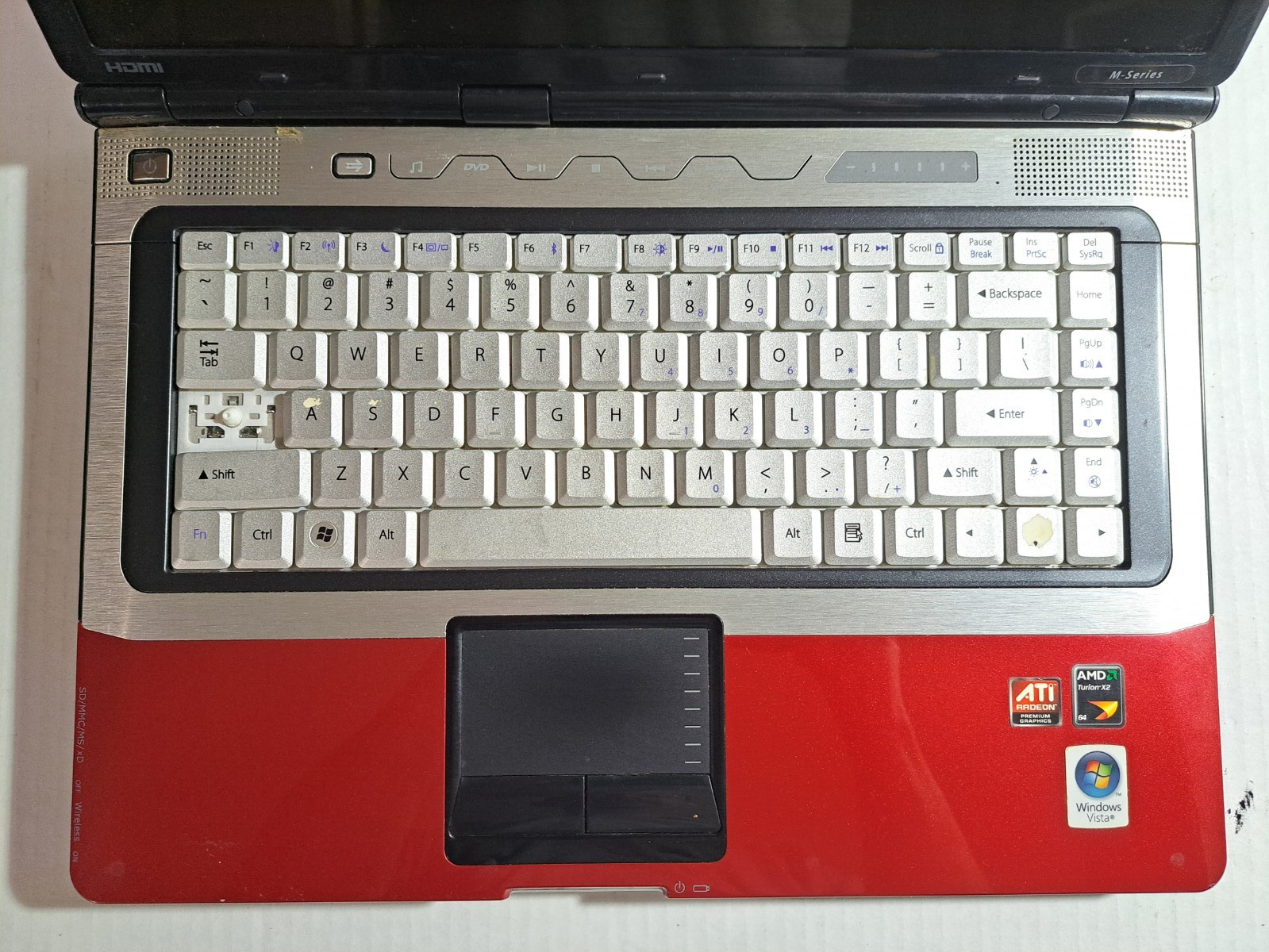 GATEWAY M-2626U LAPTOP PC PARTS OR REPAIR NO POWER NO HDD NO RAM RARE RED COVER!