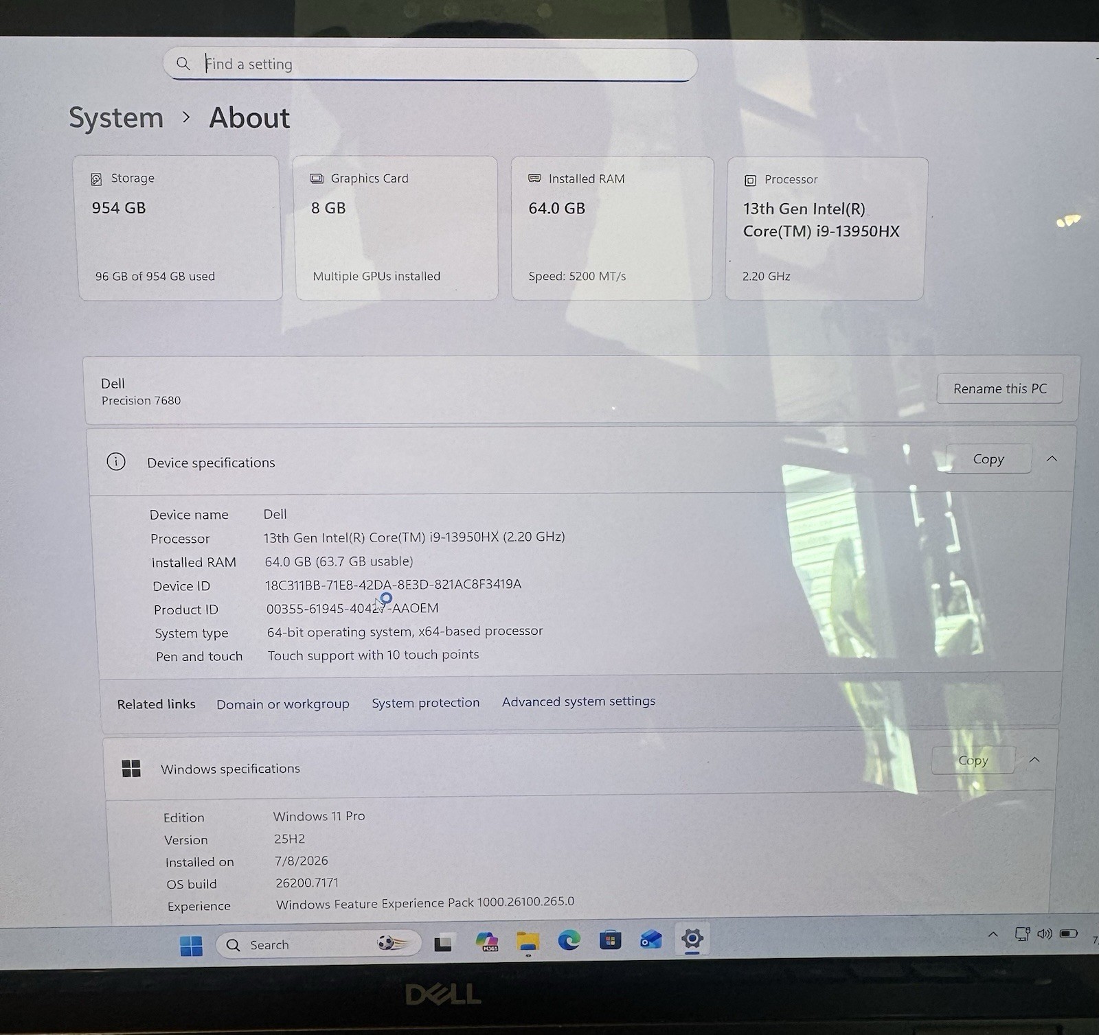 Dell Precision 7680 i9-13950HX 64GB 1TB SSD RTX 2000 Ada 16” UHD+ Touch Win11