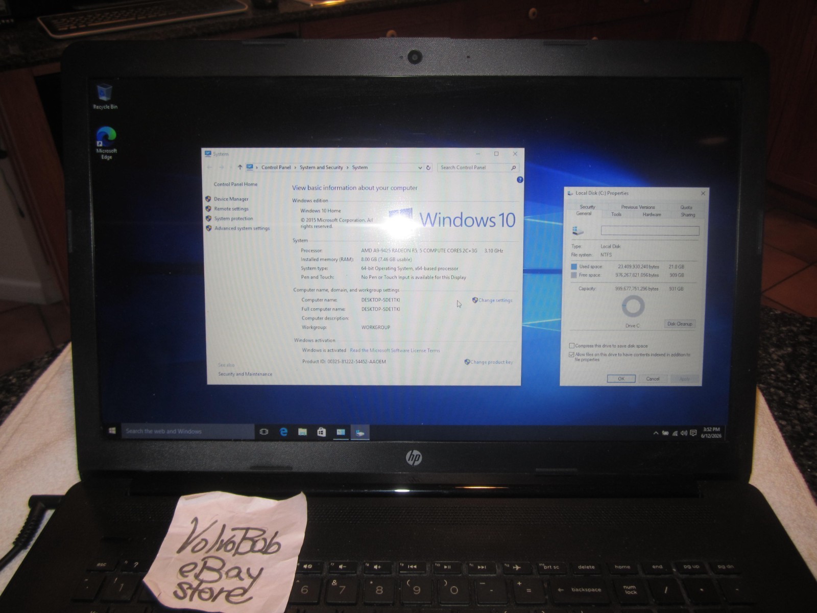 HP 17z-ca000 CT1 LAPTOP 3.1GHz 8GBRAM 1TBHD SCREEN INTACT w/PwrCord – WORKS